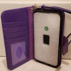 Arae iPhone 12 Case iPhone 12 Pro Case Wallet Folio Wrist Strap Purple New